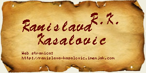 Ranislava Kasalović vizit kartica